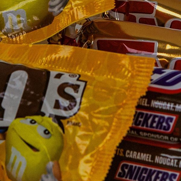 Picture of Candy: Skittles, M&Ms, Gummy Bears, Milk Duds, Snickers, Kit Kat